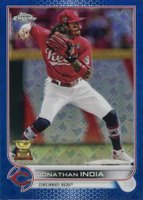2022 Topps Chrome Logofractor Edition #102 Jonathan India Blue Baseball Card