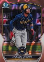 2023 Bowman Chrome Prospects #BCP76 Jackson Chourio Rose Gold Lava Refractor Baseball Card