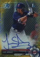 2017 Bowman Chrome Prospect Autograph #LA Luis Arraez Gold Shimmer Baseball Card