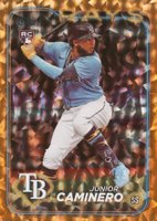 2024 Topps #628 Junior Caminero Orange Crackle Foil Board Baseball Card