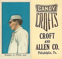 1909 Croft's Candy # Chief Bender Striped Hat Baseball Card