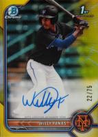2022 Bowman Chrome Prospect Autographs #CPAWF Willy Fanas Yellow Refractor Baseball Card