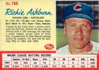 1962 Post Cereal #186 Richie Ashburn Baseball Card
