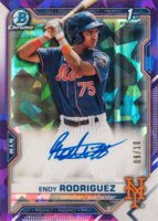 2021 Bowman Chrome Sapphire Edition Autographs #BSPAERO Endy Rodriguez Purple Baseball Card