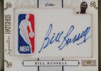 2009 Playoff National Treasures Signature Patch NBA Logo #1 Bill Russell Basketball Card