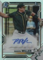 2021 Bowman Draft Chrome Draft Pick Autographs #CDAMMIL Mason Miller Refractor Baseball Card