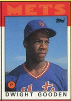 1986 Topps Box Panels Hand Cut #F Dwight Gooden Baseball Card