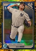 2024 Bowman Draft #BDC87 Ben Hess Chrome-Yellow Lunar Crater Refractor Baseball Card