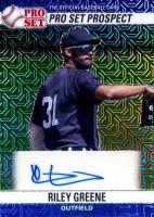 2021 Leaf Pro Set Metal 1990 Pro Set Autographs #PS0RG1 Riley Greene Blue Mojo Baseball Card