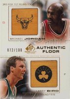 2000 SP Game Floor Authentic Floor Combo #C6 Larry Bird/Michael Jordan Gold Basketball Card