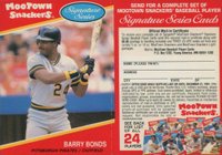 1991 Moo Town Snackers #3 Barry Bonds With Tab Baseball Card