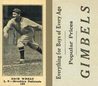 1916 Gimbels #188 Zach Wheat Baseball Card