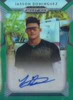 2019 Panini Prizm Draft Picks Autograph #122 Jasson Dominguez Green Prizm Baseball Card