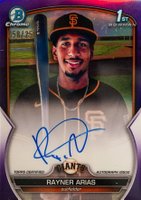 2023 Bowman Chrome Prospect Autographs #CPARA Rayner Arias Purple Refractor Baseball Card