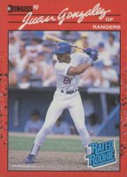 1990 Donruss #33 Juan Gonzalez Reverse Negative Baseball Card