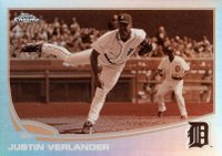 2013 Topps Chrome #150 Justin Verlander Sepia Refractor Baseball Card