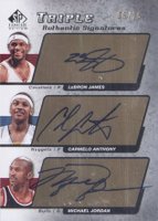 2004 SP Signature Triple Authentic Signatures #JAJ Carmelo Anthony/LeBron James/Michael Jordan Basketball Card