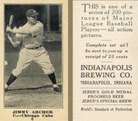 1916 Indianapolis Brewing #6 Jimmy Archer Baseball Card