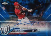 2018 Topps Chrome Rookie Autograph #RA-VR Victor Robles Blue Wave Refractor Baseball Card