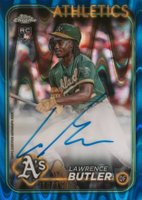 2024 Topps Chrome Rookie Autographs #RALBU Lawrence Butler Blue Raywave Refractor Baseball Card