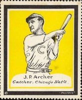 1915 Postaco Stamps # J.P. Archer Yellow Background Baseball Card