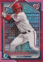 2024 Bowman Mega Box Chrome Prospects #23 Dylan Crews Fuchsia Refractor Baseball Card