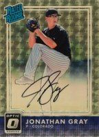 2016 Panini Donruss Optic Rated Rookies Signatures #RRJG Jonathan Gray Gold Vinyl 1/1 Baseball Card