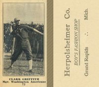 1916 Herpolsheimer Co. #72 Clark Griffith Baseball Card