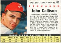 1961 Post Cereal #123 John Callison Hand Cut Baseball Card