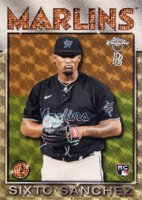 2021 Topps Chrome Ben Baller 1986 Topps #12 Sixto Sanchez Superfractor 1/1 Baseball Card