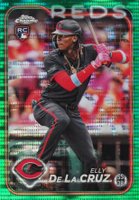 2024 Topps Chrome #44 Elly de La Cruz Green Sonar Refractor Baseball Card