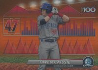 2024 Bowman Scouts' Top 100 #BTP47 Owen Caissie Orange Refractor Baseball Card