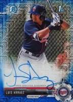 2017 Bowman Chrome Prospect Autograph #LA Luis Arraez Blue Mojo Baseball Card