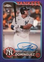 2024 Topps Chrome Rookie Autographs #RAJDZ Jasson Dominguez Purple Refractor Baseball Card
