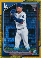 2024 Bowman Chrome Mega Box #73 Yoshinobu Yamamoto Yellow Refractor Baseball Card