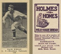 1916 Holmes for Homes Bread #186 Zach Wheat Baseball Card