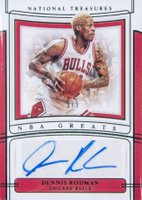 2019 Panini National Treasures NBA Greats Signatures #DRM Dennis Rodman Emerald Basketball Card