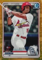 2020 Bowman Chrome Prospects #BCP66 Nolan Gorman Gold Refractor Baseball Card