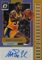 2017 Panini Donruss Hall Dominators Signatures #HDMJ Magic Johnson Gold Basketball Card