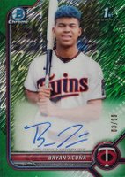 2022 Bowman Chrome Prospect Autographs #CPABA Bryan Acuna Green Shimmer Refractor Baseball Card