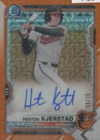 2021 Bowman Mega Box Chrome Autographs #BMAHK Heston Kjerstad Orange Refractor Baseball Card