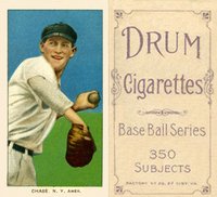 1909 White Borders Drum 350 #85 Hal Chase Throwing-Dark Cap Baseball Card