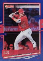 2020 Panini Donruss #129 Mike Trout SP-Holo Blue Baseball Card