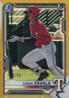2021 Bowman Draft #BDC101 Aaron Zavala Chrome-Gold Refractor Baseball Card