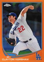 2013 Topps Chrome #175 Clayton Kershaw Pitching-Orange Refractor Baseball Card