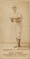 1887 Old Judge #201-1b Clark Griffith Bat at ready-looking at camera-Milwaukees Baseball Card