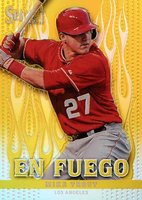 2013 Panini Select EN Fuego #EF2 Mike Trout Gold Prizm Baseball Card