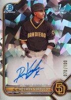 2022 Bowman Chrome Prospect Autographs #CPARV Rosman Verdugo Atomic Refractor Baseball Card