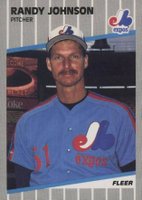 1989 Fleer #381 Randy Johnson Red Tinted Marlboro Ad on Scoreboard Baseball Card