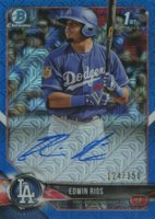 2018 Bowman Chrome Prospects Autographs #BCPAER Edwin Rios Blue Mojo Baseball Card